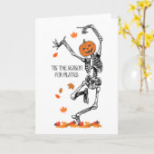 Skeleton Tis The Season For Pilates Meditation Hal カード (黄色い花)