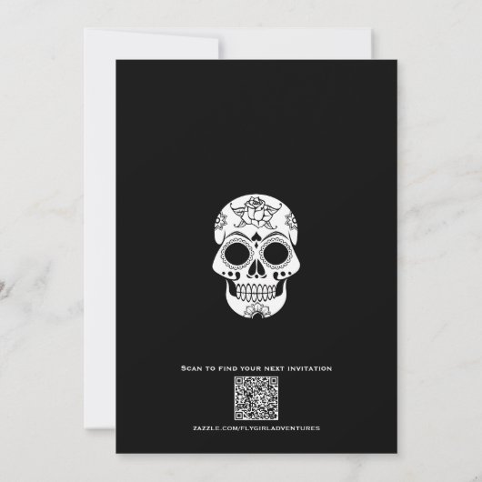 Skeleton Toasts Wine Simple Fun Halloween 招待状 (裏面)