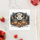 Skeleton Trick or Treat Party Paper Napkins スタンダードカクテルナプキン (インサイチュ)