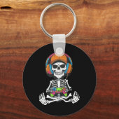 Skeleton Video Game Halloween Gaming Gamer Boys Me キーホルダー (正面)