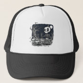 Skeleton Walking Dog Halloween Art キャップ (正面)