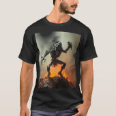 Skeleton Warrior in a Burning Battlefield Tシャツ (正面)