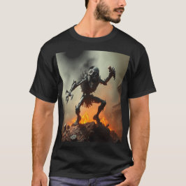 Skeleton Warrior in a Burning Battlefield Tシャツ