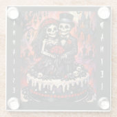 Skeleton Wedding, gothic Lovers Embrace  ガラスコースター (裏面)