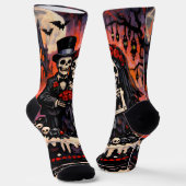 Skeleton Wedding, gothic Lovers Embrace ソックス (傾斜あり)