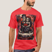 Skeleton Wedding, gothic Lovers Embrace  Tシャツ (正面)