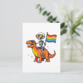 Skeleton with dinosaur Lgbtq シーズンポストカード (スタンド正面)