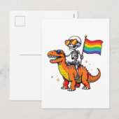 Skeleton with dinosaur Lgbtq シーズンポストカード (正面/裏面)