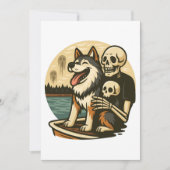 Skeleton with Dog on Haunted Lake Horror Art 招待状 (正面)