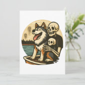 Skeleton with Dog on Haunted Lake Horror Art 招待状 (スタンド正面)