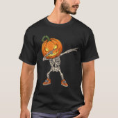 Skeleton with Pumpkin Head Dab Dance Halloween  Tシャツ (正面)