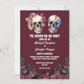 skeletons floral gothic halloween red wedding 招待状 (正面)