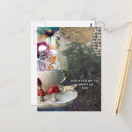 Skeletons Mixed Media Collage Ghost of You ポストカード (正面/裏面インサイチュ)