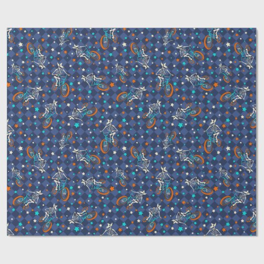 Skeletons on BMX Bikes Patterned ラッピングペーパー (フラット)