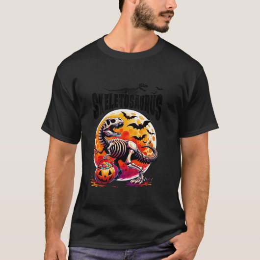 Skeletosaurus恐竜のスケルトンTレックスハロウィンF Tシャツ (正面)