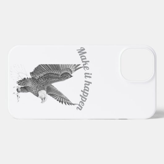 Sketch Bald Eagle "Make It Happen" iPhone Case iPhoneケース (裏面横)