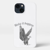 Sketch Bald Eagle "Make It Happen" iPhone Case iPhoneケース (裏面)