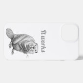 Sketch Beaver Illustration It Works Phone Case iPhoneケース (裏面横)