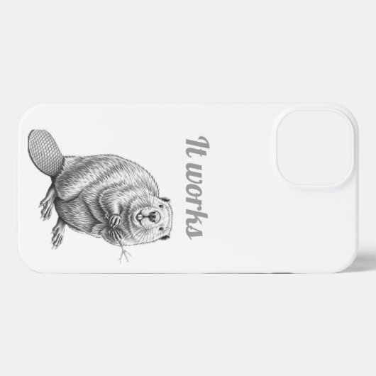 Sketch Beaver Illustration It Works Phone Case iPhoneケース (裏面横)