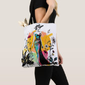 Sketch & Bloom Reversible Double faced ✏️🌸 トートバッグ (クローズアップ)