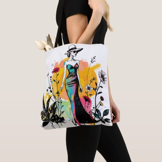 Sketch & Bloom Reversible Double faced ✏️🌸 トートバッグ (クローズアップ)