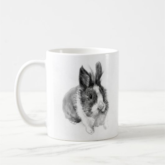 "Sketch bunny: charming hand-drawn rabbit コーヒーマグカップ (左)