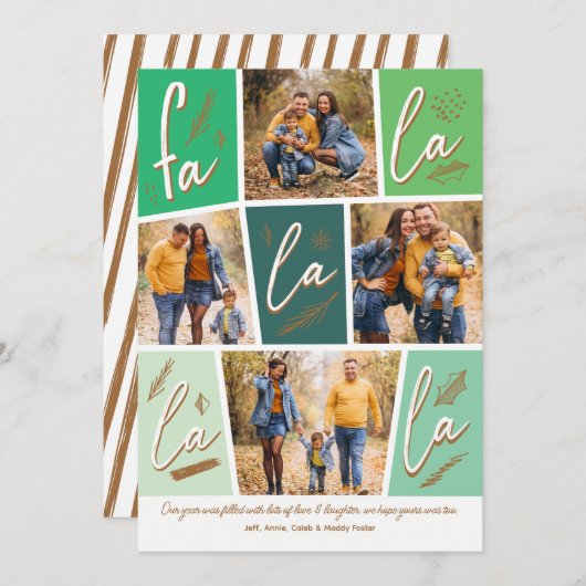 Sketch Fa La La La La Fourフォトクリスマスホリデー シーズンカード (正面/裏面)