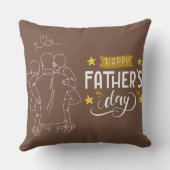 Sketch Line Art Dad Piggyback Hug クッション (裏面)