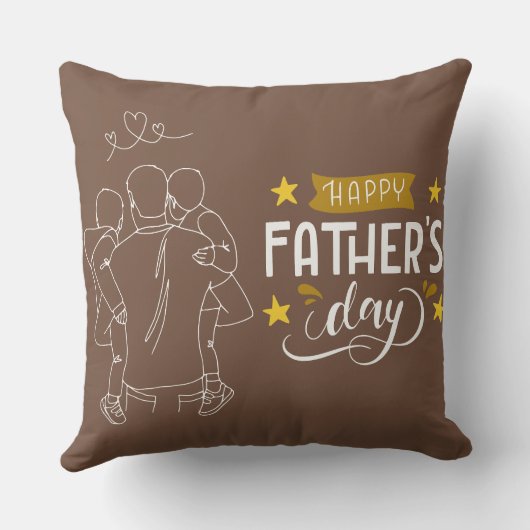 Sketch Line Art Dad Piggyback Hug クッション (裏面)