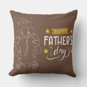 Sketch Line Art Dad Piggyback Hug クッション (正面)