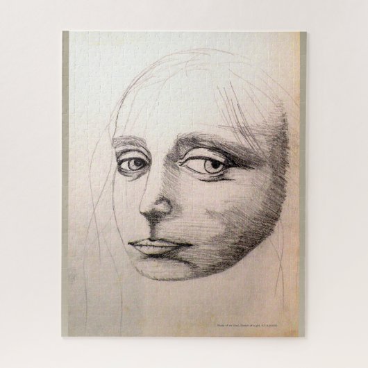 Sketch of a girl. Study of da Vinci by D.C.B. ジグソーパズル (縦)