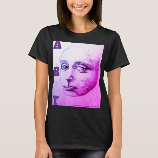 Sketch of a girl, study of da Vinci -D.C.B. 1989 Tシャツ (正面)