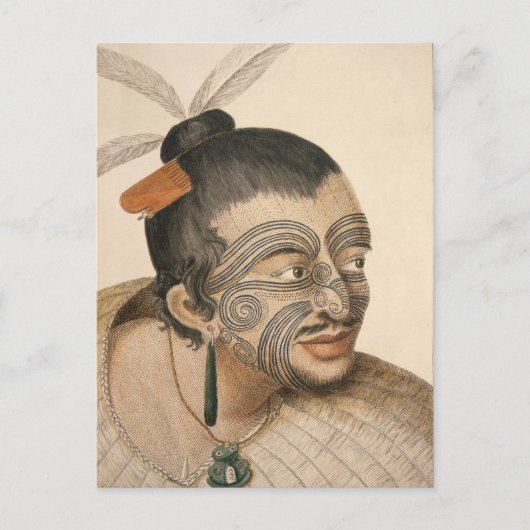 Sketch of a Maori Man, c.1769 ポストカード (正面)