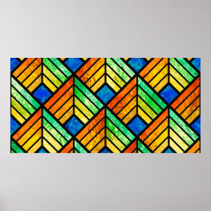 Sketch of a stained glass window. Seamless pattern ポスター