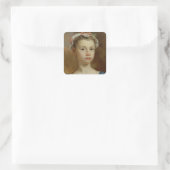 Sketch of a Young Girl, c.1730-40 (キャンバス上の油) スクエアシール (バッグ)