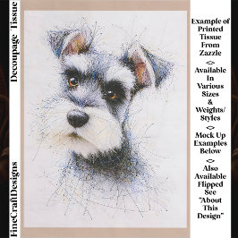 Sketch Style Cute Schnauzer Dog EW4L Decoupage 薄葉紙