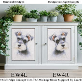 Sketch Style Cute Schnauzer Dog EW4L Decoupage 薄葉紙