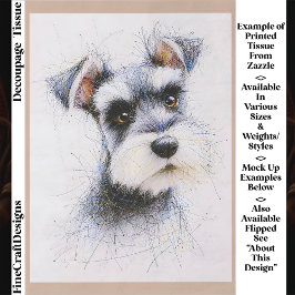  Sketch Style Cute Schnauzer Dog EW4R Decoupage 薄葉紙