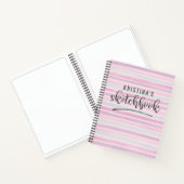 Sketchbookかわいいピンクの水色ストライプ ノートブック (内部)