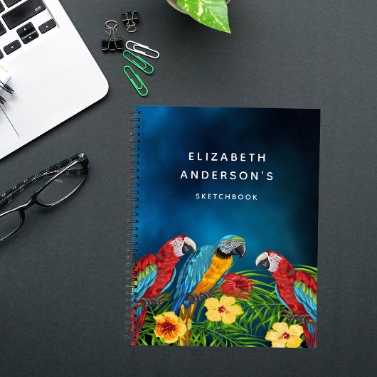 Sketchbookでは鳥の青い花がパロッと咲く ノートブック