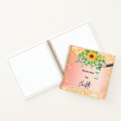 Sketchbookひまわりオレンジ色の金ゴールド絵を描 ノートブック (内部)