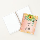 Sketchbookひまわりオレンジ色の金ゴールド絵を描 ノートブック (内部)