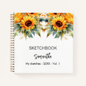 Sketchbookひまわり水色名 ノートブック (正面)