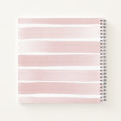 Sketchbookエレガントとお名前のピンクのストライプ ノートブック (裏面)