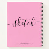 Sketchbookエレガントハート名スクリプトピンク ノートブック (裏面)