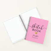 Sketchbookエレガントハート名スクリプトピンク ノートブック (内部)