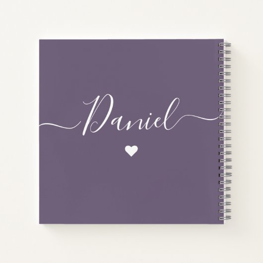 Sketchbookエレガント名前スクリプト紫のシック ノートブック (裏面)