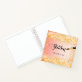Sketchbookオレンジ金ゴールドグリッター絵を描 ノートブック (内部)