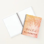 Sketchbookサンゴバラ金ゴールドピンクグリッタードリップスグラム ノートブック (内部)