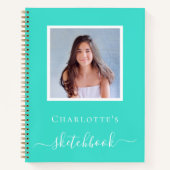 Sketchbookターコイズフォトガールズタイポグラフィ ノートブック (正面)